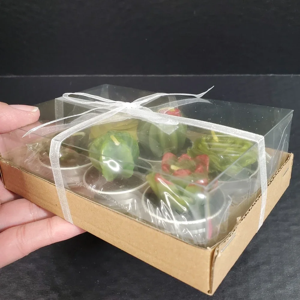 Set of 6 Mini Succulent Tea Light Candles Mini Plants Cactus NEW Gift Box‎
